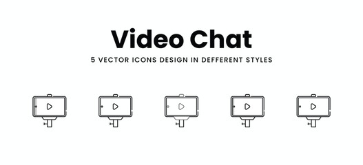 Video Chat vector icons set stock illustration