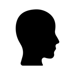 human head icon . Human head profile black shadow silhouette color editable