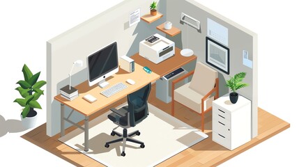 Fototapeta premium Cozy Home Setup for Remote Workers