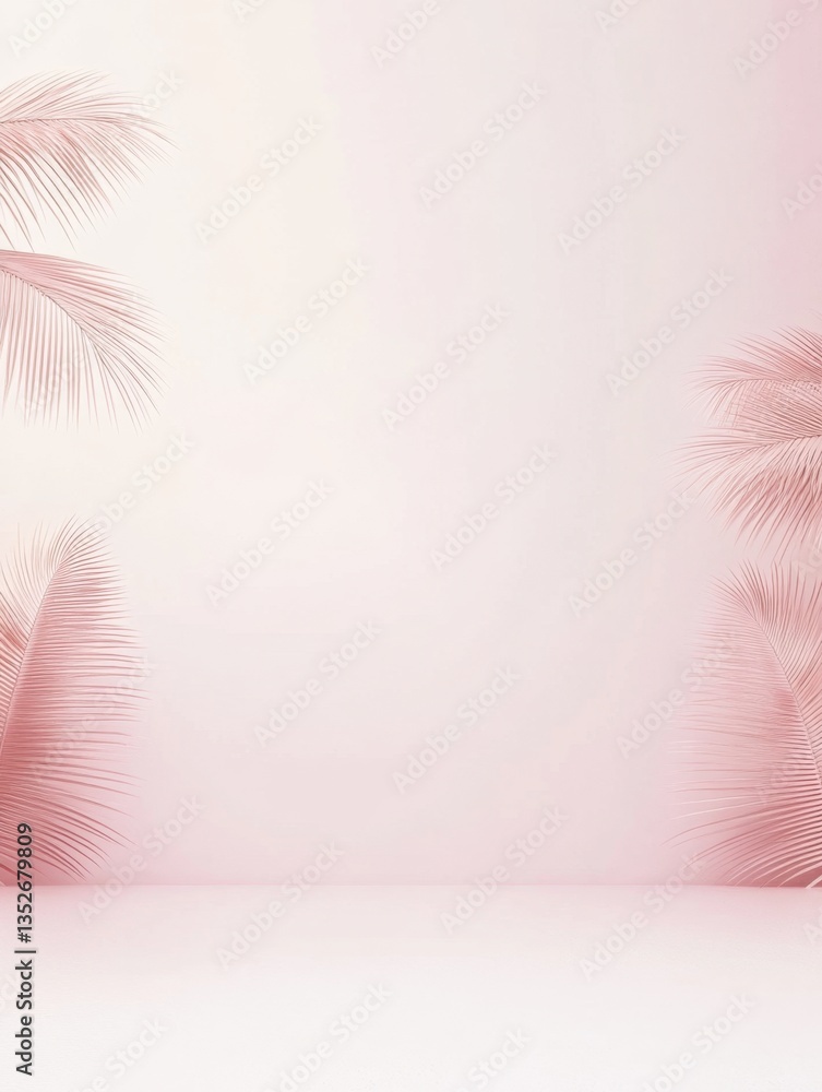 Aufkleber soft pink backdrop adorned with botanical elements. ideal for gentle product display or virtual back