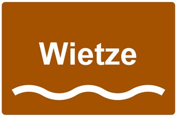 Illustration eines Namensschildes für den Fluss "Wietze"	