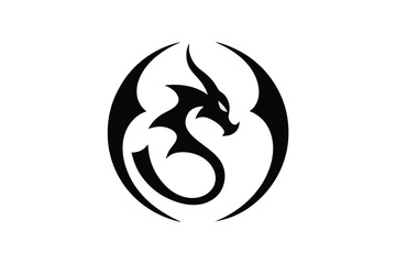 Circular Dragon Emblem – Bold and Symmetrical Mythical Icon
