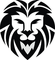 Majestic Lion Logo – Abstract Symmetry in Black and White