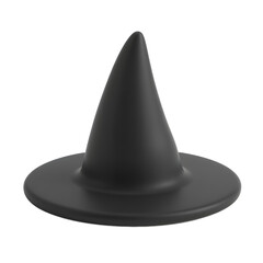 Fototapeta premium Black Witch Hat 3D Render Halloween Costume Accessory