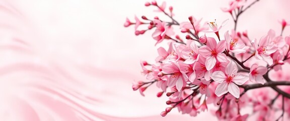 Fototapeta premium Delicate pink blossoms, soft wave background, abstract floral pattern, soft, delicate