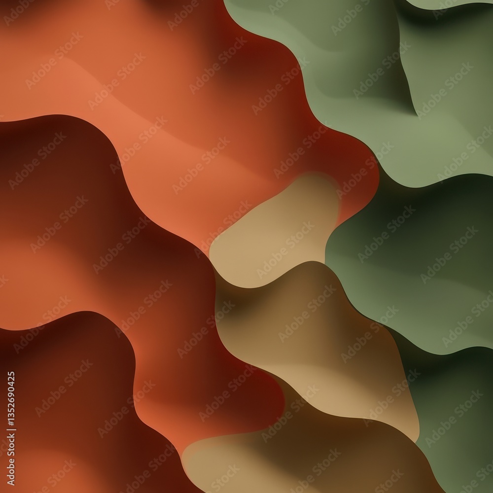 Poster abstract composition with smooth flowing organic shapes in color gradients