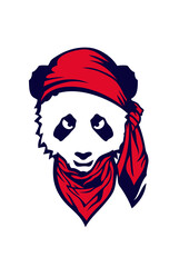 panda foulard bandana pirate dessin