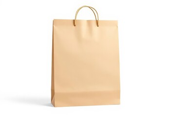 High-resolution mockup of a blank kraft paper shopping bag, isolated on white background,  eco, packaging