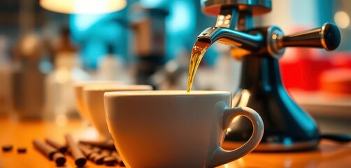 Obraz premium Intensely colored coffee crema, shallow focus, cinematic lighting, dark, visual