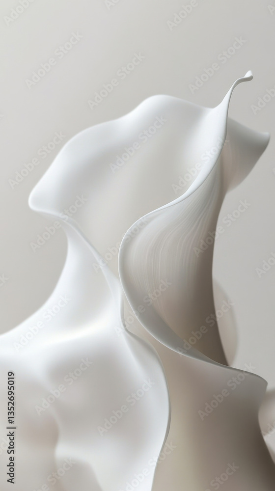 Poster curved white sculpture crafted from smooth material showcasing elegant lines and shapes in a minimal