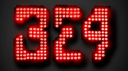 Illuminated Red Digits Displaying The Number Three Hundred Twenty Nine