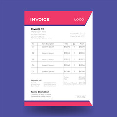 Invoice minimal and clean design template. Bill form business invoice accounting design template