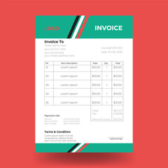 Invoice minimal adn clean template design. Bill form business invoice accounting