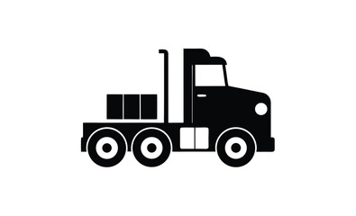Truck tractor silhouette vector side view icon