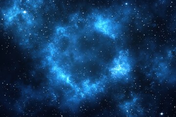 Fototapeta premium A Beautiful Deep Blue Nebulous Galaxy Filled With Numerous Stars