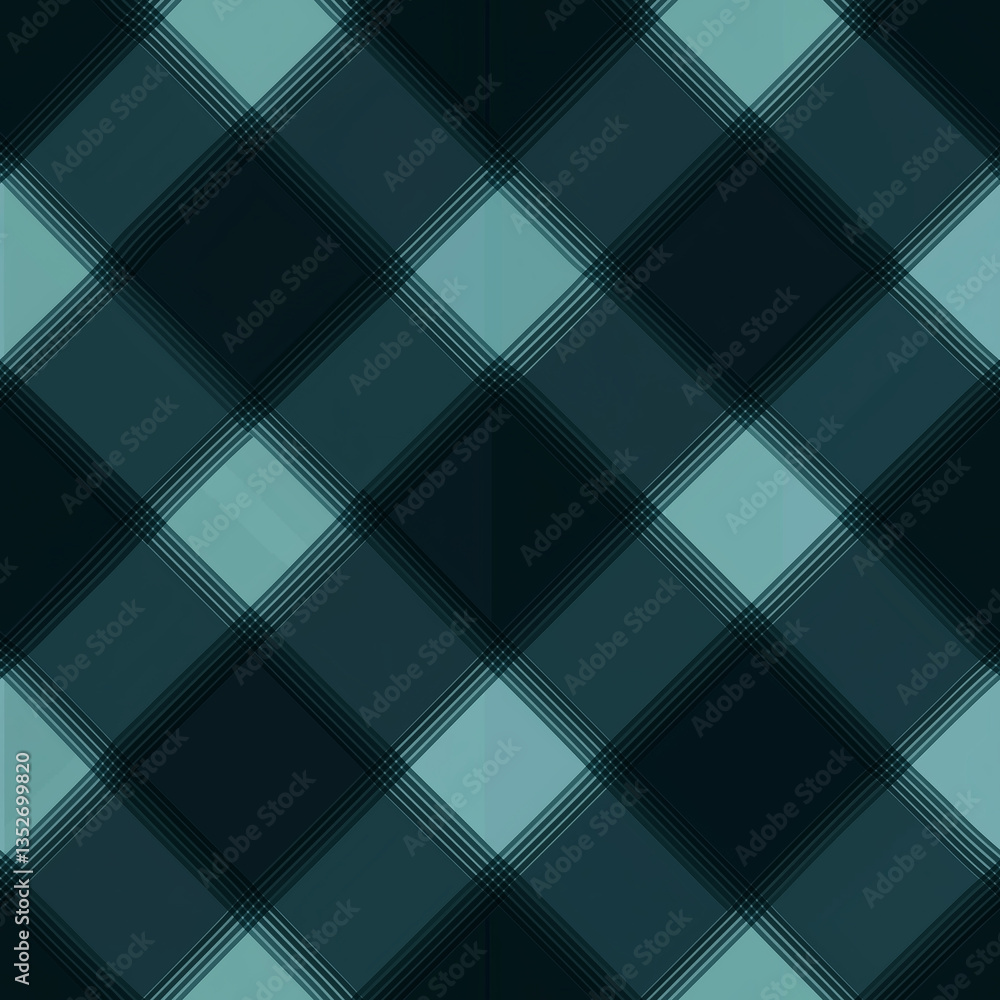Poster geometric pattern featuring a dark teal and black diamond design with intersecting lines.