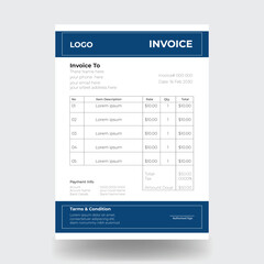 Invoice minimal and clean design template. Bill form business invoice accounting design