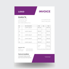 Invoice creative design template. Bill form business invoice accounting design