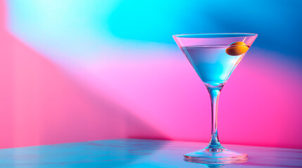 Cocktail and olives on the table