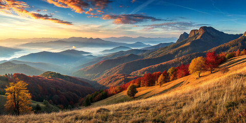 Mountain landscape at sunset HD Background