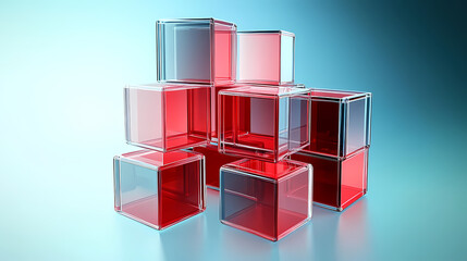 Obraz premium Abstract Red and Transparent Cubes