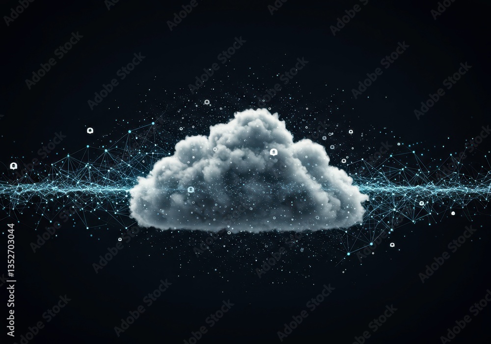 Aufkleber data cloud computing with digital connections, futuristic technology for business, telecommunication