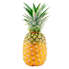 Fototapeta premium Fresh pineapple displayed prominently on a white background for a clean and vibrant look, Fresh pineapple on white background
