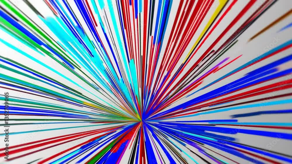 Fototapete radiating lines in vibrant colors on white background, dynamic abstraction design