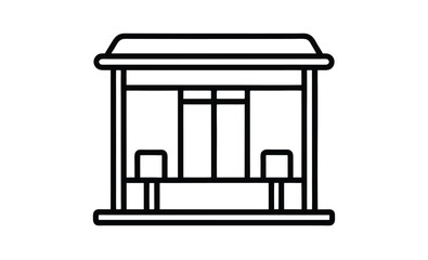 Fototapeta premium Bus stop and bus silhouette vector icon