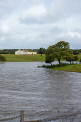 Monte Novo Dam at its maximum water level, supplying Évora, Alentejo, Portugal. A serene landscape reflecting the abundance of water in the region.