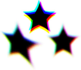 Set of stars with rainbow edge or outline shift. Vector.