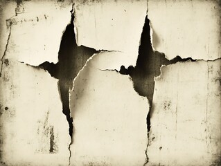 Torn paper reveals darkness and deterioration of a surface