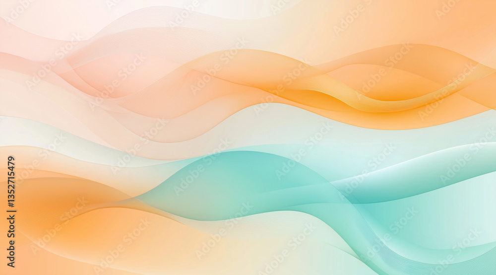 Poster pleasant and attractive background with an abstract pattern similar to waves in blue and yellow tone