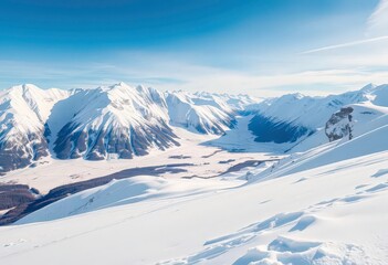 Snow-covered Swiss Alps, pristine winter landscape, shadow, holiday