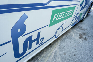 Obraz premium detail on external hydrogen bus
