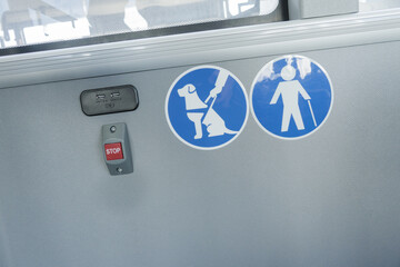 Reserved seat for elderly or blind people inside a bus