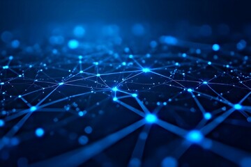 A digital network of glowing blue lines and nodes, creating multidimensional connections