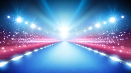 Naklejka premium Illuminated Runway, Awards Ceremony, Spotlight, Success, Background