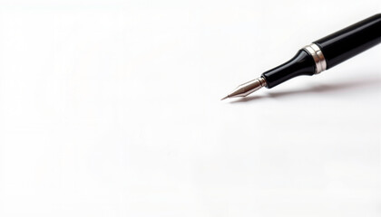 Fototapeta premium Black quill Pen on white background, for blogs about creative writing, blogs about the history of writing, news related to literature or calligraphy, copy space