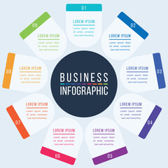 Business infographic template Nine Steps
