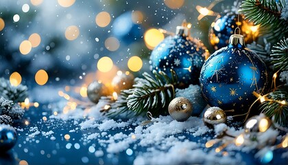 Christmas tree ornaments and lights.