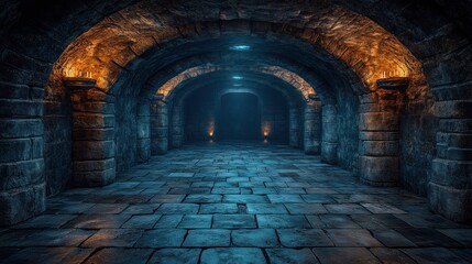 Mysterious Dark Medieval Dungeon Corridor