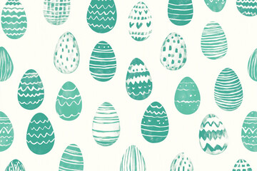 Cute hand-drawn Easter eggs horizontal seamless pattern: Fun Easter decoration, perfect for banners, wallpapers, and cards