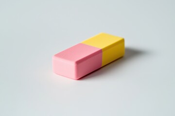 Obraz premium a pink and yellow eraser on a white background 
