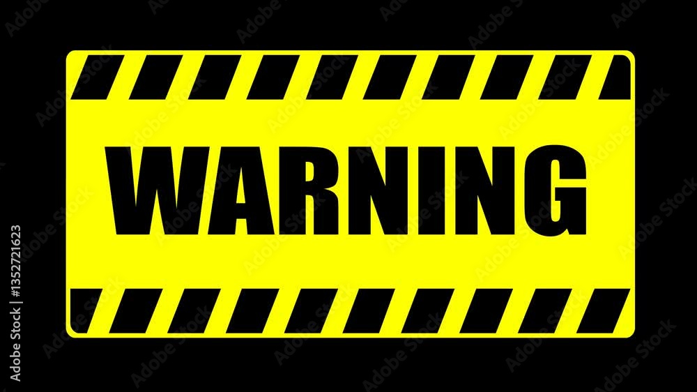 Poster video animation icon poster warning concept, on a transparent background with alpha channel at zero