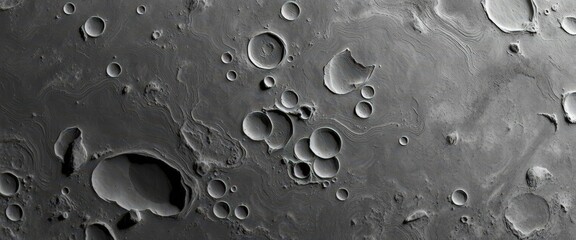 Swirling grayscale textures evoke a lunar landscape; subtle craters and valleys create an ethereal, abstract moon surface, background, shades