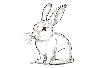 Obraz premium Rabbit Line Art Illustration Cute Animal Design on White Background