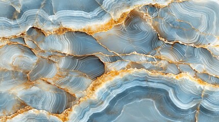 Fototapeta premium Abstract stone texture, blue, gold, white layers, and wavy patterns