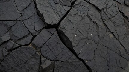 Highly detailed black basalt texture, solidified basalt, black stone, texture with cracks, basalt texture