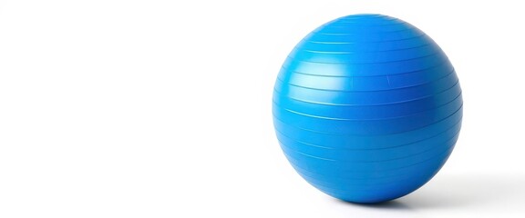 Vibrant blue exercise ball, isolated on pure white , training, exercise ball